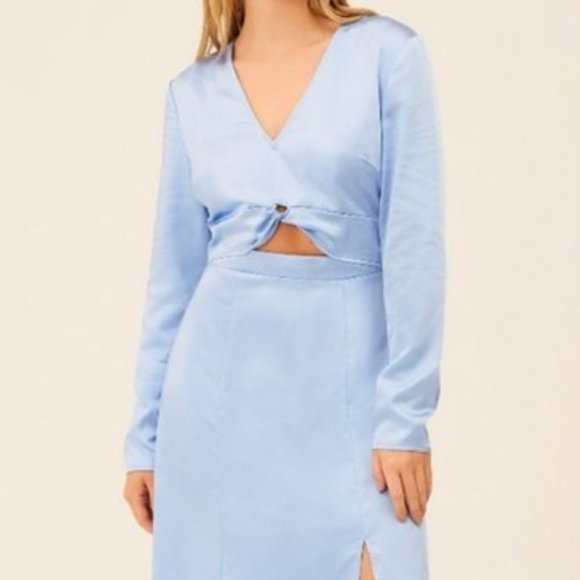 THE FIFTH Fusion Long Sleeve Midi Dress Sky M 6 - Picture 3 of 5